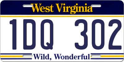 WV license plate 1DQ302