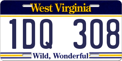 WV license plate 1DQ308