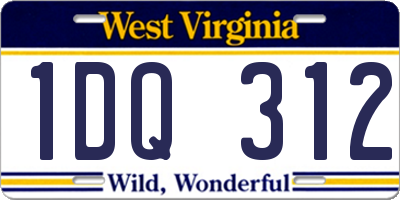 WV license plate 1DQ312