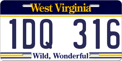WV license plate 1DQ316