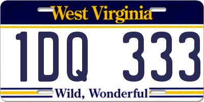 WV license plate 1DQ333