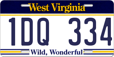 WV license plate 1DQ334