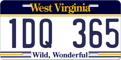 WV license plate 1DQ365
