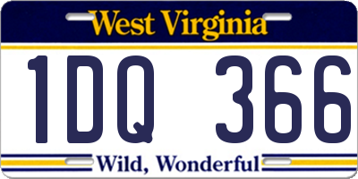 WV license plate 1DQ366