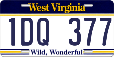 WV license plate 1DQ377