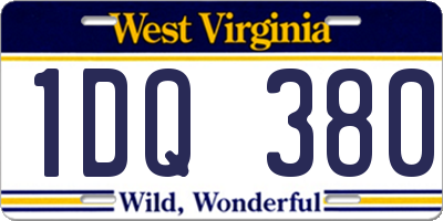 WV license plate 1DQ380