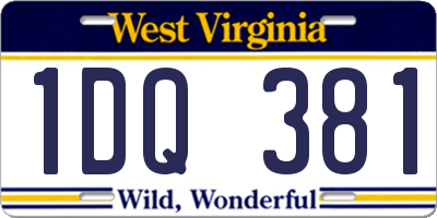 WV license plate 1DQ381