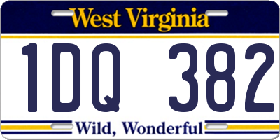 WV license plate 1DQ382