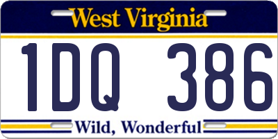 WV license plate 1DQ386