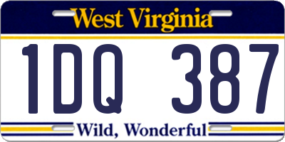 WV license plate 1DQ387