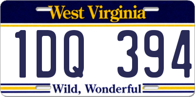 WV license plate 1DQ394