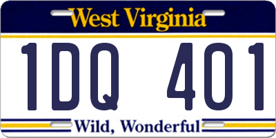 WV license plate 1DQ401