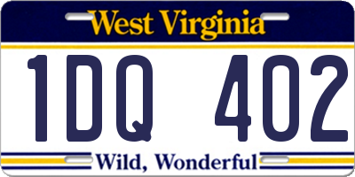 WV license plate 1DQ402