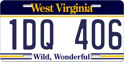 WV license plate 1DQ406