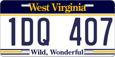 WV license plate 1DQ407