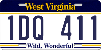WV license plate 1DQ411