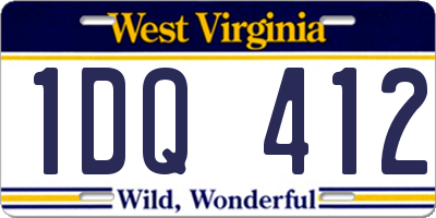 WV license plate 1DQ412