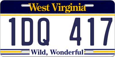 WV license plate 1DQ417