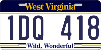 WV license plate 1DQ418