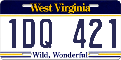 WV license plate 1DQ421
