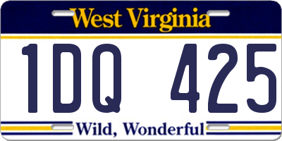 WV license plate 1DQ425