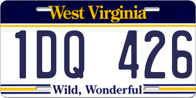 WV license plate 1DQ426