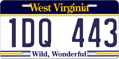 WV license plate 1DQ443