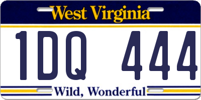 WV license plate 1DQ444