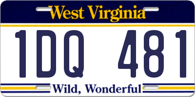 WV license plate 1DQ481