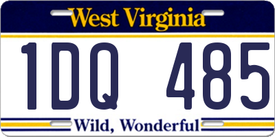 WV license plate 1DQ485