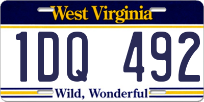 WV license plate 1DQ492