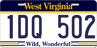 WV license plate 1DQ502