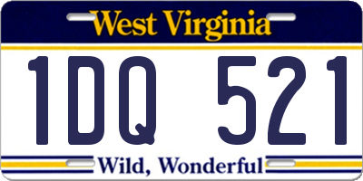 WV license plate 1DQ521