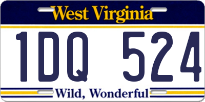WV license plate 1DQ524