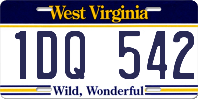 WV license plate 1DQ542