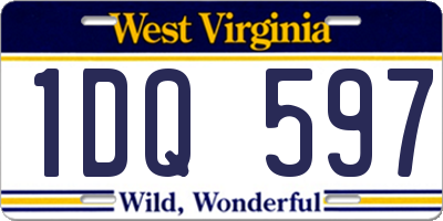 WV license plate 1DQ597