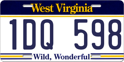 WV license plate 1DQ598