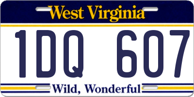 WV license plate 1DQ607