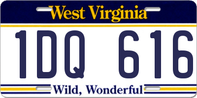 WV license plate 1DQ616