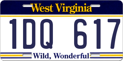 WV license plate 1DQ617