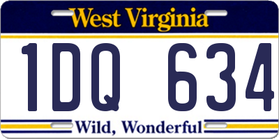 WV license plate 1DQ634