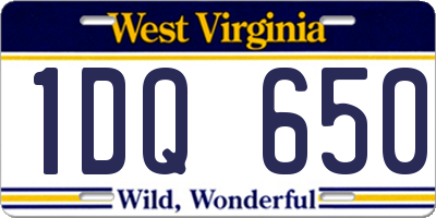 WV license plate 1DQ650