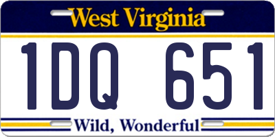 WV license plate 1DQ651
