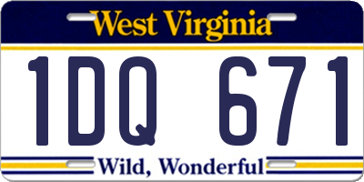 WV license plate 1DQ671