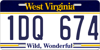 WV license plate 1DQ674