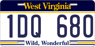 WV license plate 1DQ680