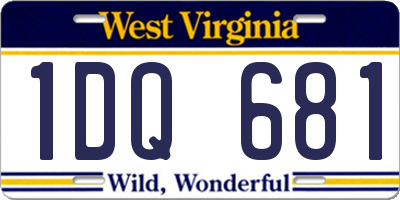 WV license plate 1DQ681