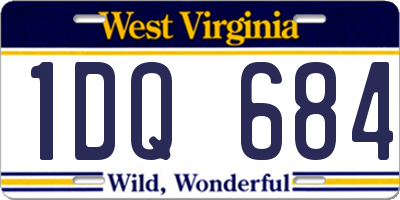WV license plate 1DQ684