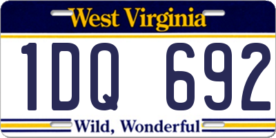 WV license plate 1DQ692