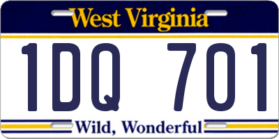 WV license plate 1DQ701
